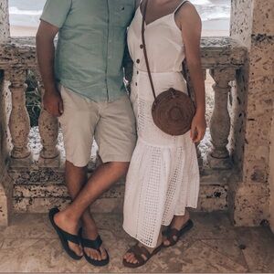 Eyelet Button-Down Skirt